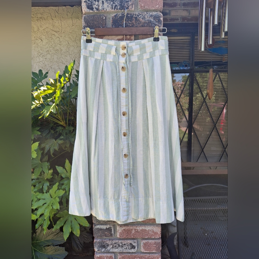 A New Day Striped Button-Down Skirt
